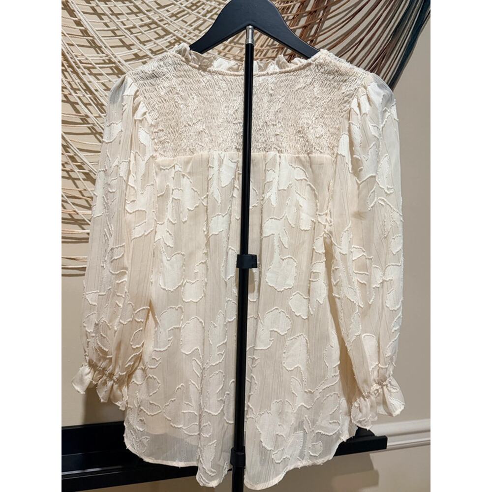 By the river sold by Anthropologie M EUC beige Boho top 2761 - Picture 3 of 6